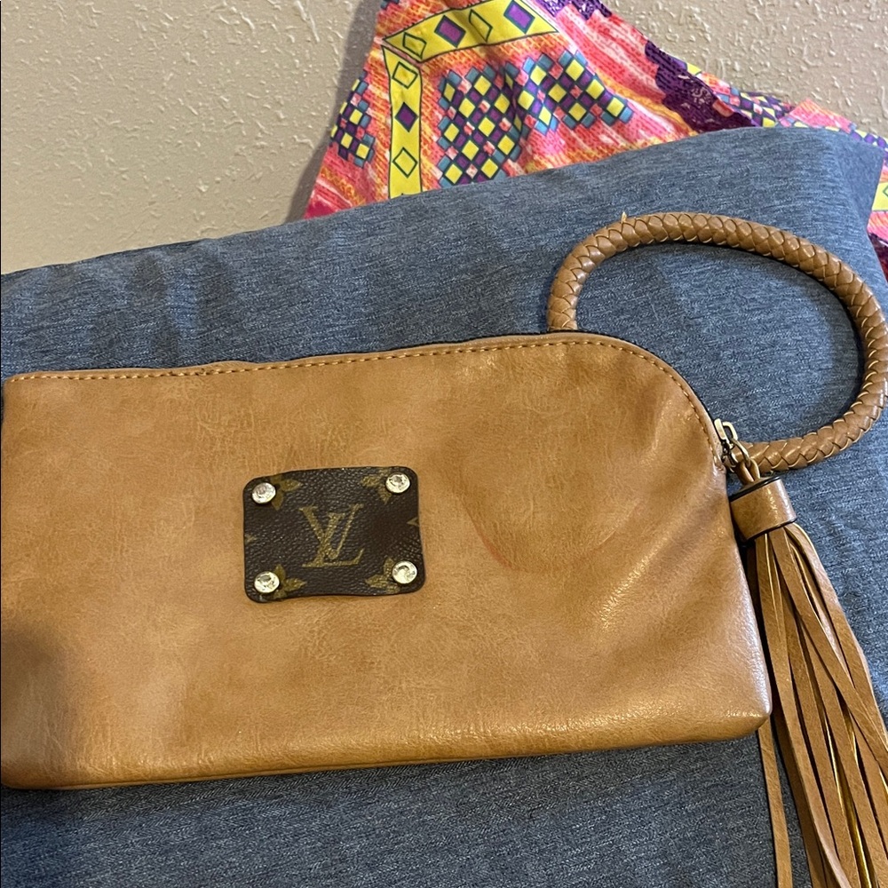 Upcycled Louis Vuitton Brown Wristlet with Tassel